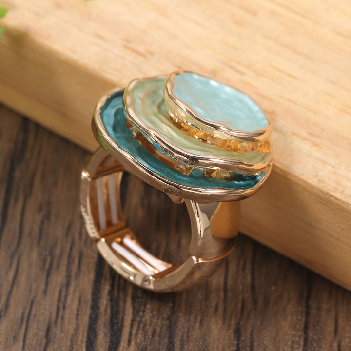 Boho three-layer enamel ring