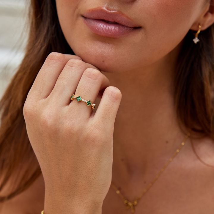 Lucky Clover Crystal Ring