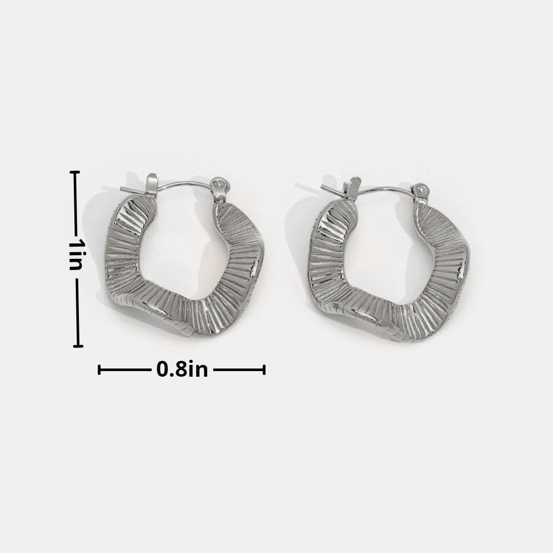 Geometric waves silver hoop earrings