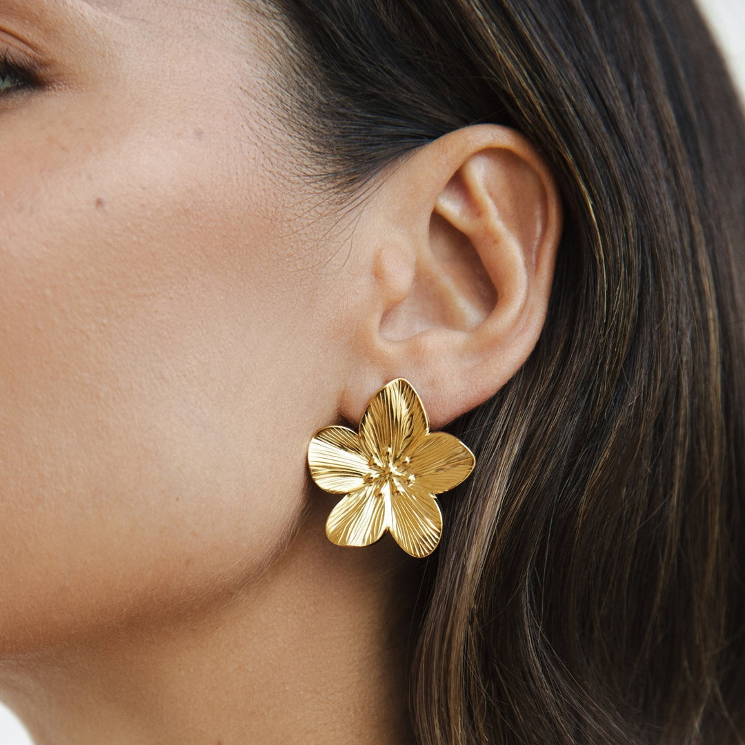 Gold flower earrings