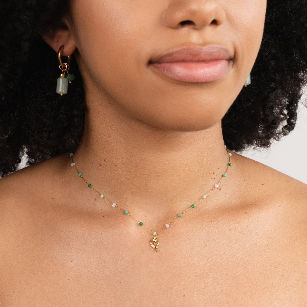 Golden Tulip Pearl Necklace