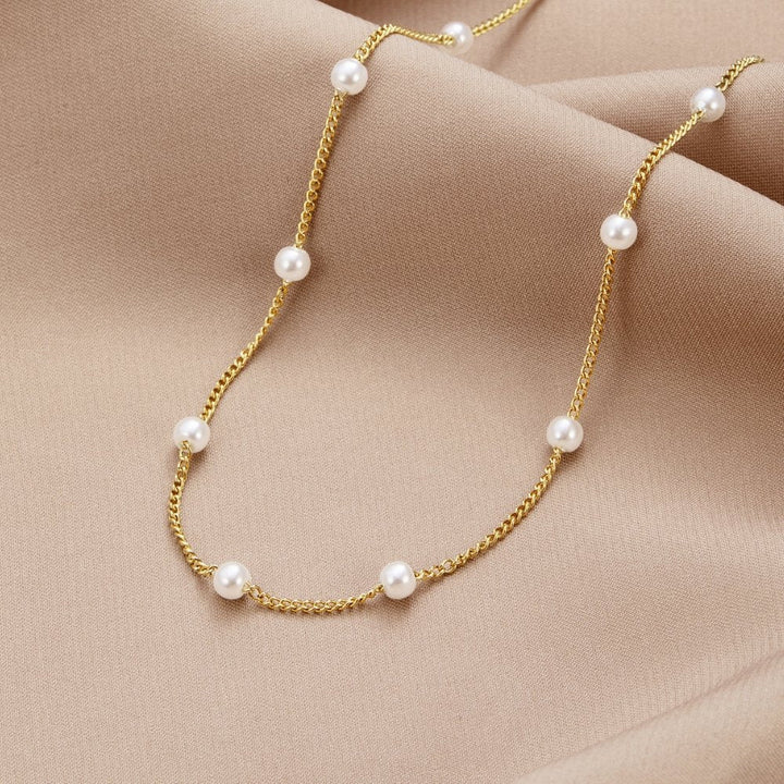 Pure gold pearl necklace