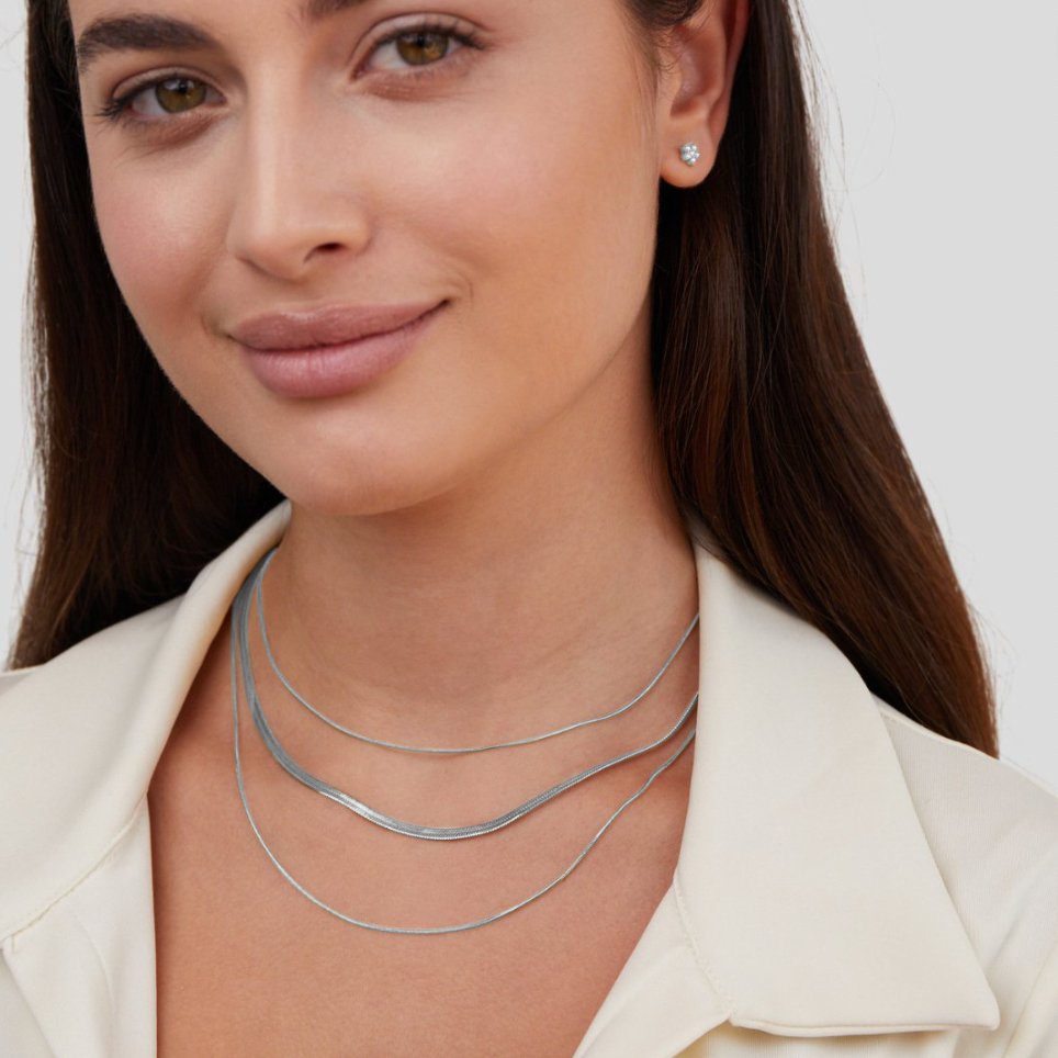 Silver multi-layered chain necklace